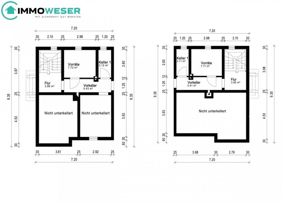 40 Grundriss Kellergeschoss (Nr. 5 und 5a) Doppelhaush�lfte Martfeld