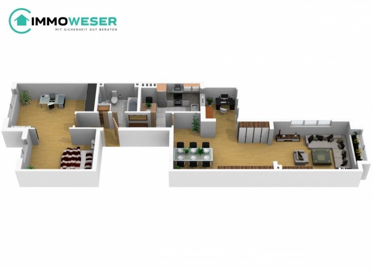 01 Grundriss animiert Bremen Etagenwohnung Kapitalanleger aufgepasst: Obergeschosswohnung im begehrten Fl�sseviertel