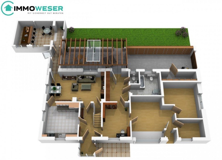 36 Grundriss EG animiert Einfamilienhaus Blender