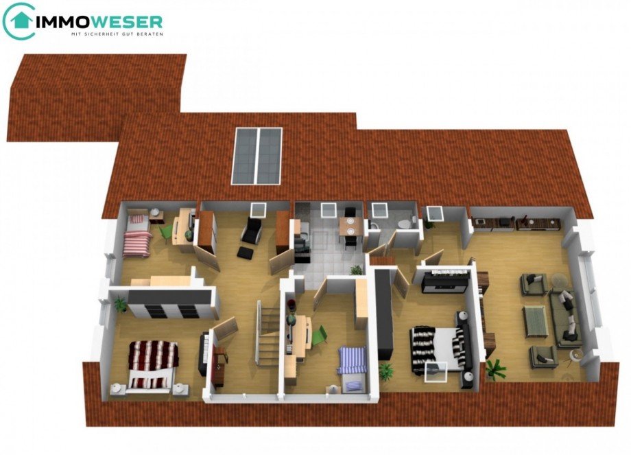 38 Grundriss OG animiert Einfamilienhaus Blender
